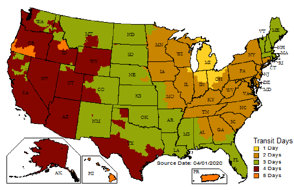 UPS Shipping Map - Michigan Avionics